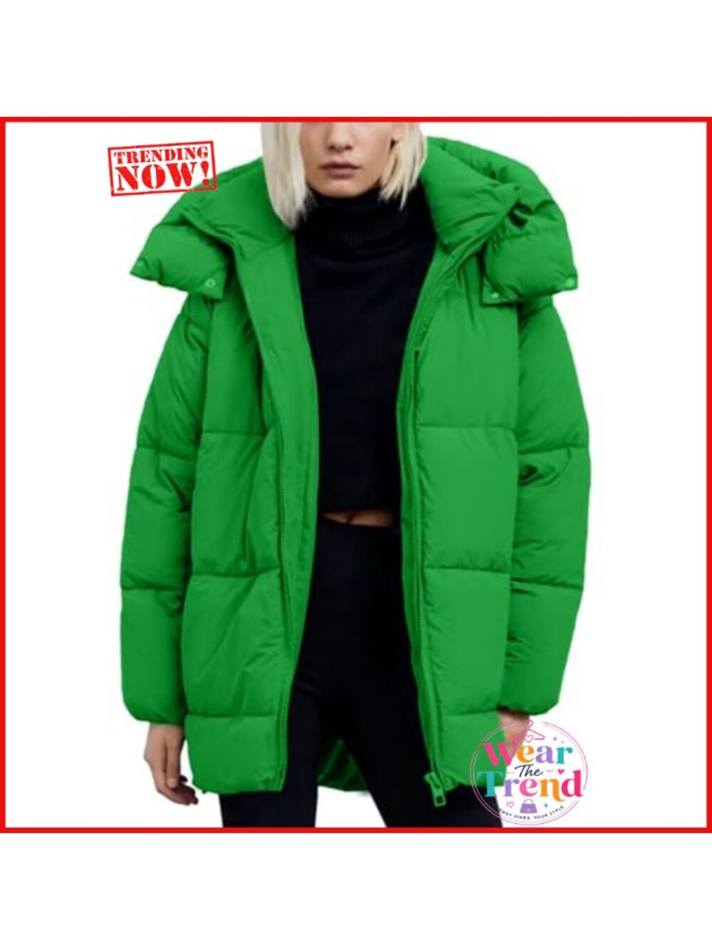 Women's Hooded Quilted Puffer Jacket Mid-Length Padded Winter Coat